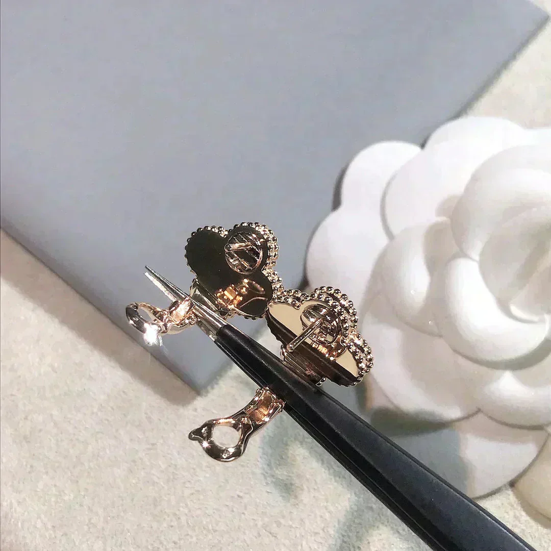 [Van Cleef & Arpels] MEDIUM 1 MOTIFS  PINK MOP DIAMOND EARRINGS