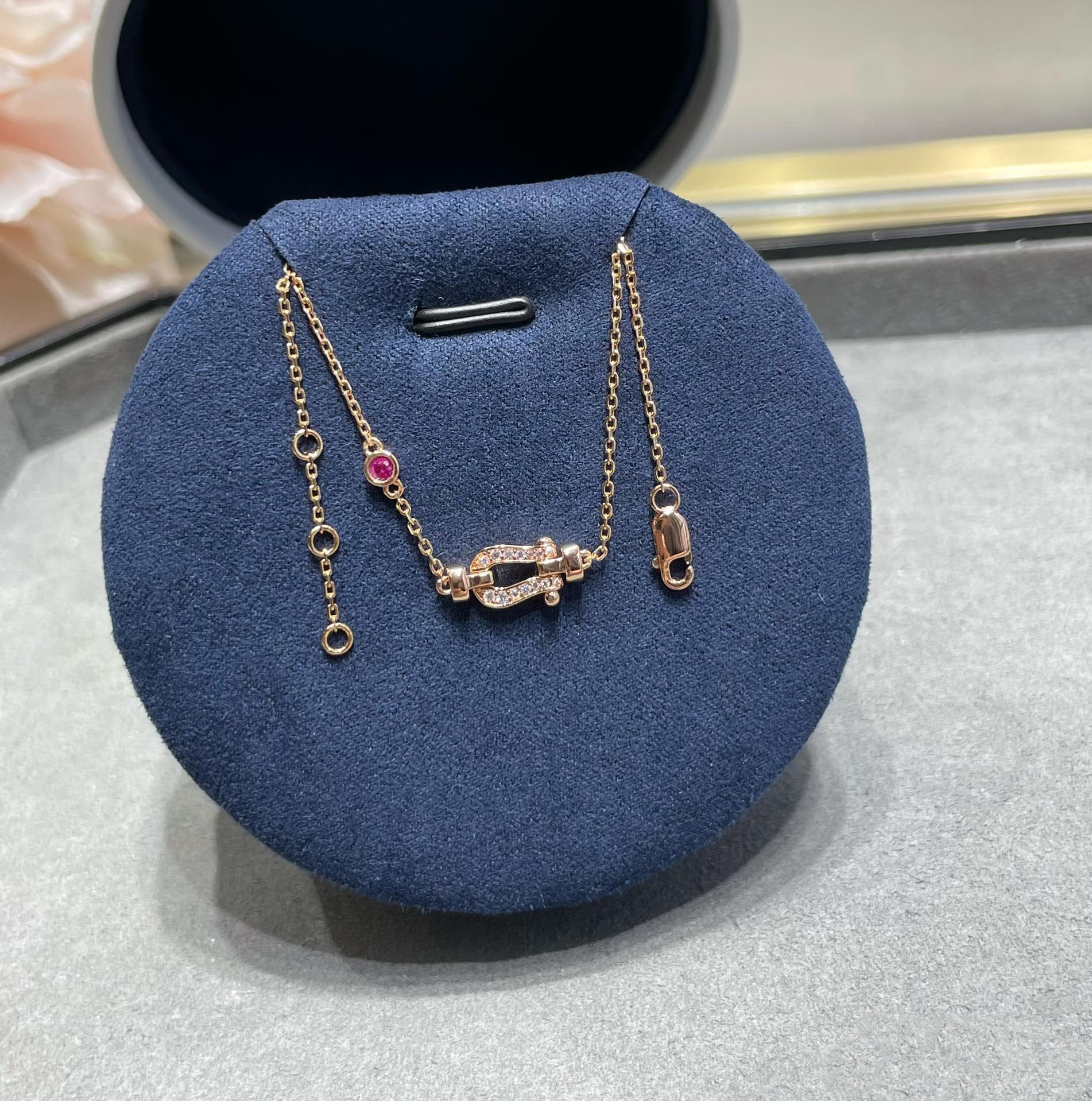 [Fred]FORCE 10 DIAMOND CHAIN LINK PINK GOLD BRACELET