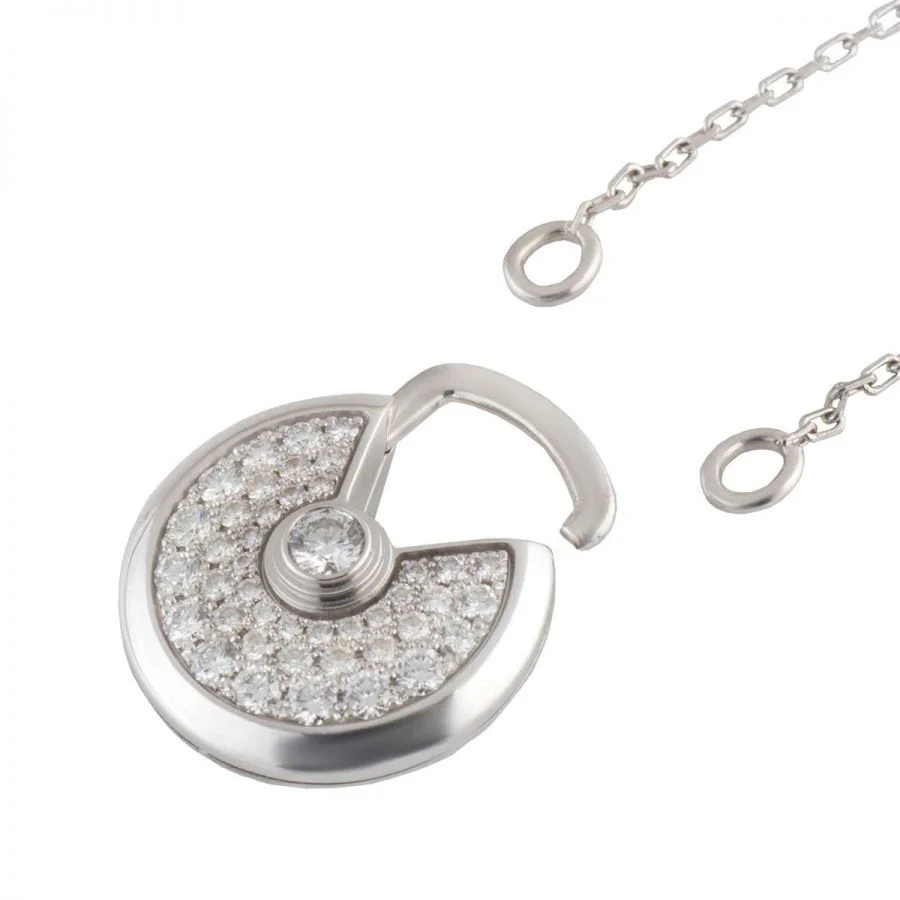 [Cartier]AMULETTE SILVER FULL DIAMOND NECKLACE