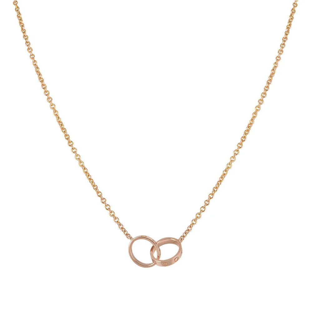 [Cartier]LOVE NECKLACE DOUBLE RING PINK GOLD