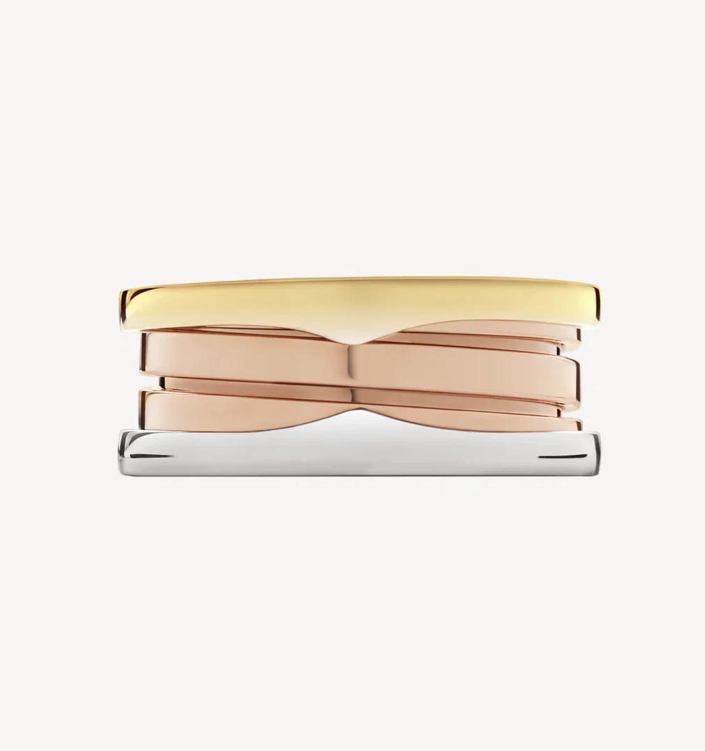 [Bulgari]ZERO 1 THREE-BAND ROSE WHITE AND YELLOW RING
