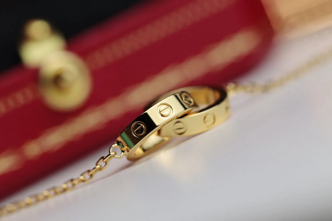 [Cartier]LOVE NECKLACE DOUBLE RING GOLD