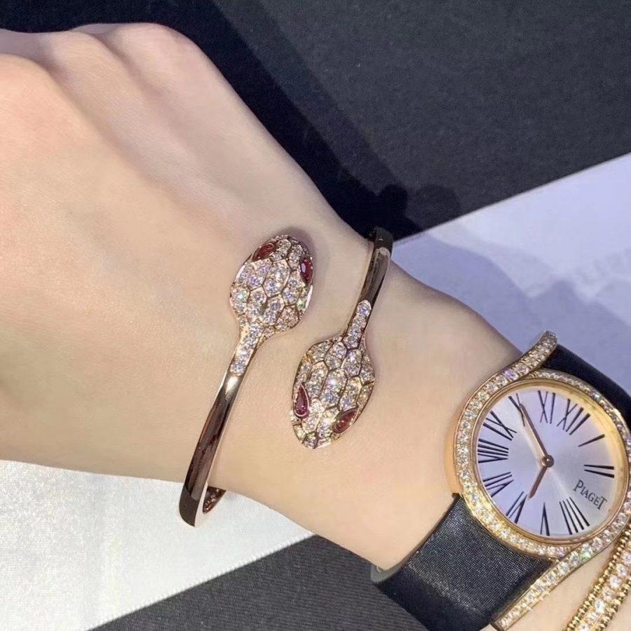 [Bulgari]SERPENTI BRACELET PINK GOLD DIAMOND DOUBLE SNAKE