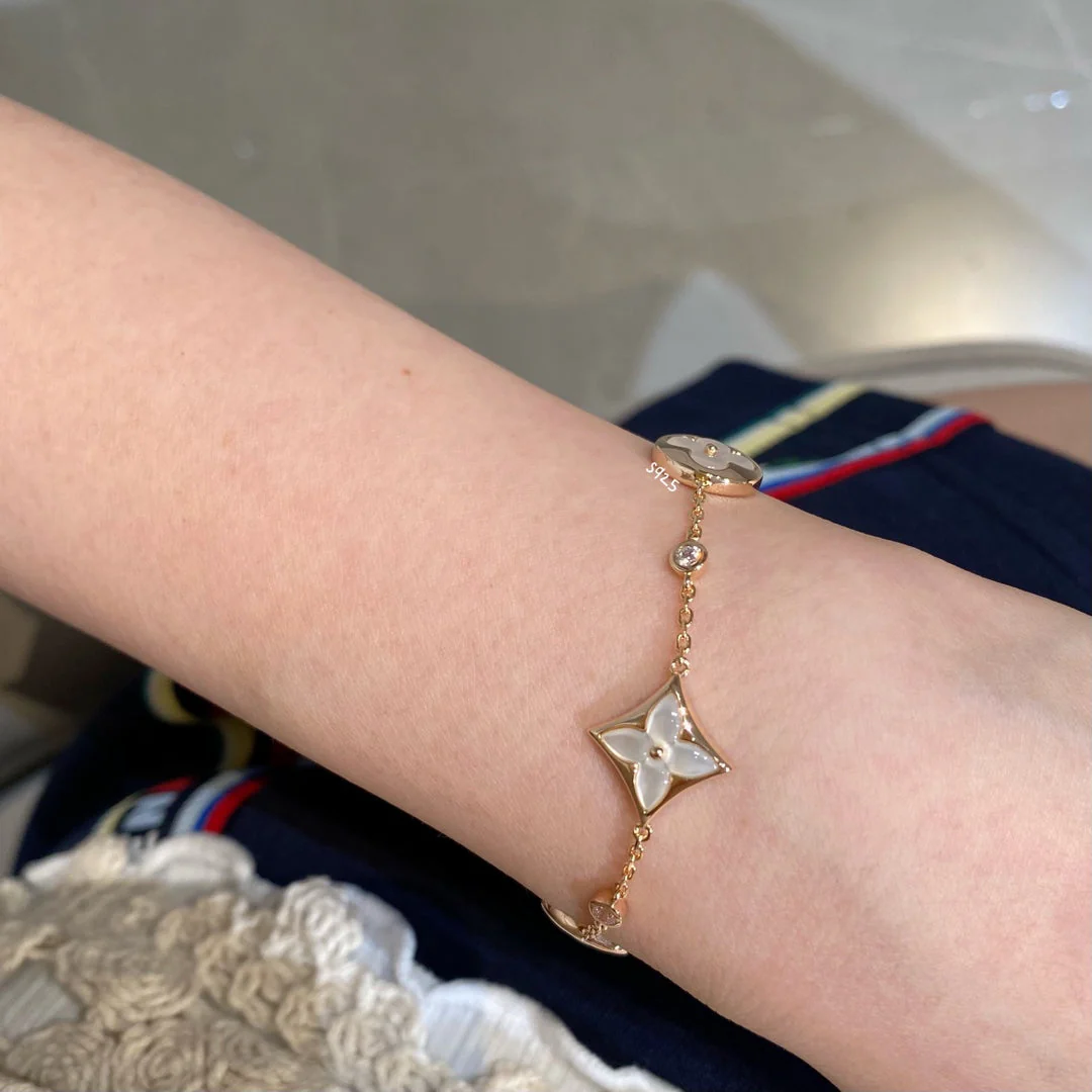 [Louis vuitton]STAR AND SUN 4 MOTIF WHITE MOP PINK GOLD BRACELET