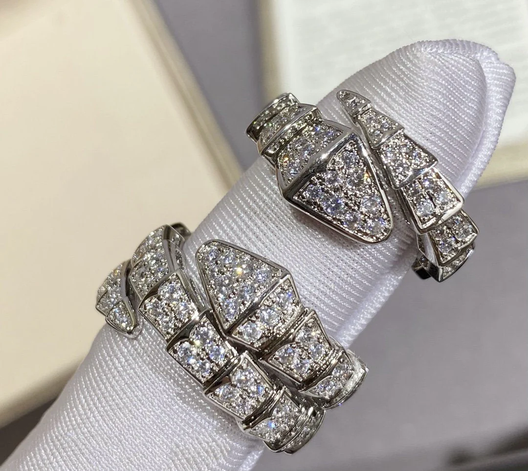 [Bulgari]SERPENTI LARGE RING SILVER DIAMOND PAVED