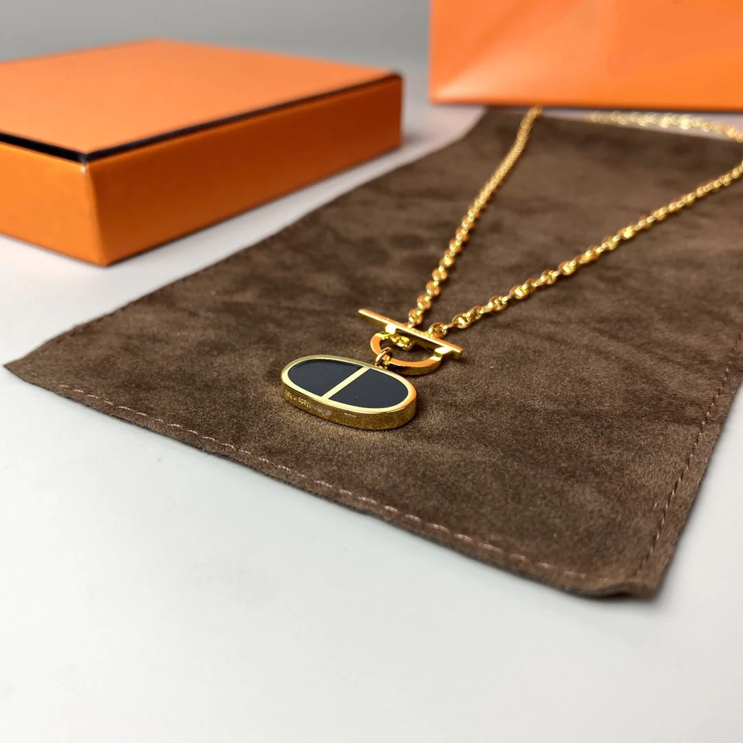 [Hermes]CHAINE VERSO BLACK CERAMIC NECKLACE
