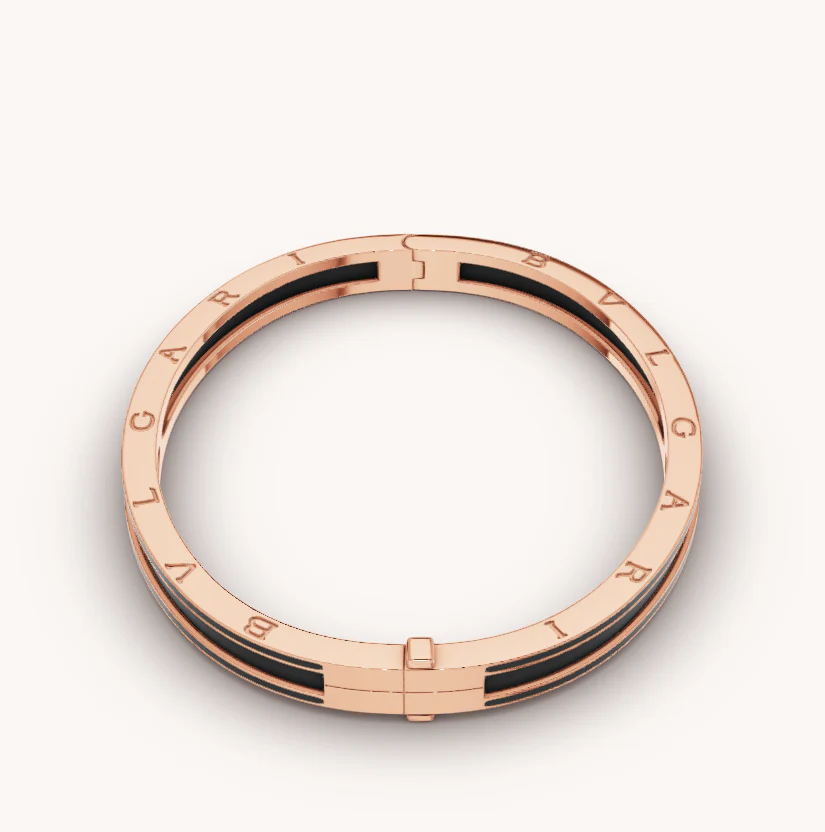 [Bulgari]ZERO 1 PINK GOLD WITH MATTE BLACK CERAMIC BRACELET