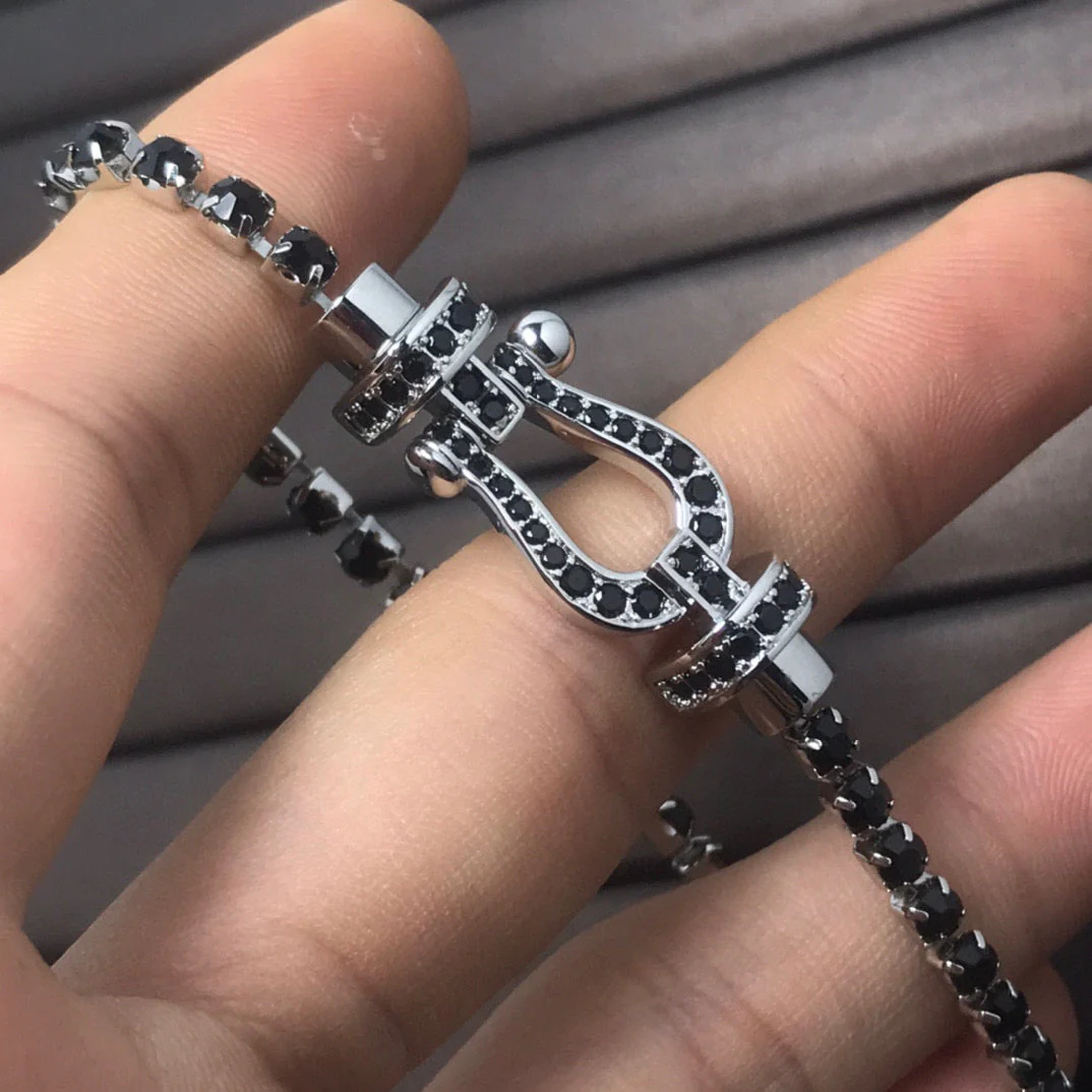 [Fred]FORCE  LARGE HORSESHOE FULL DIAMOND TENNIS BRACELET