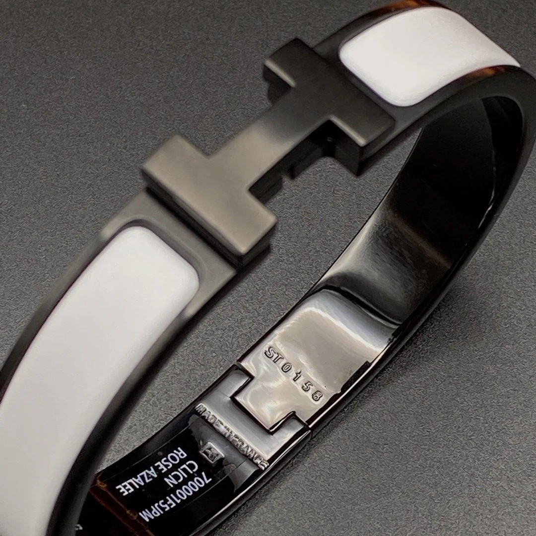 [Hermes]H BRACELET 12MM BLACK WHITE CERAMIC