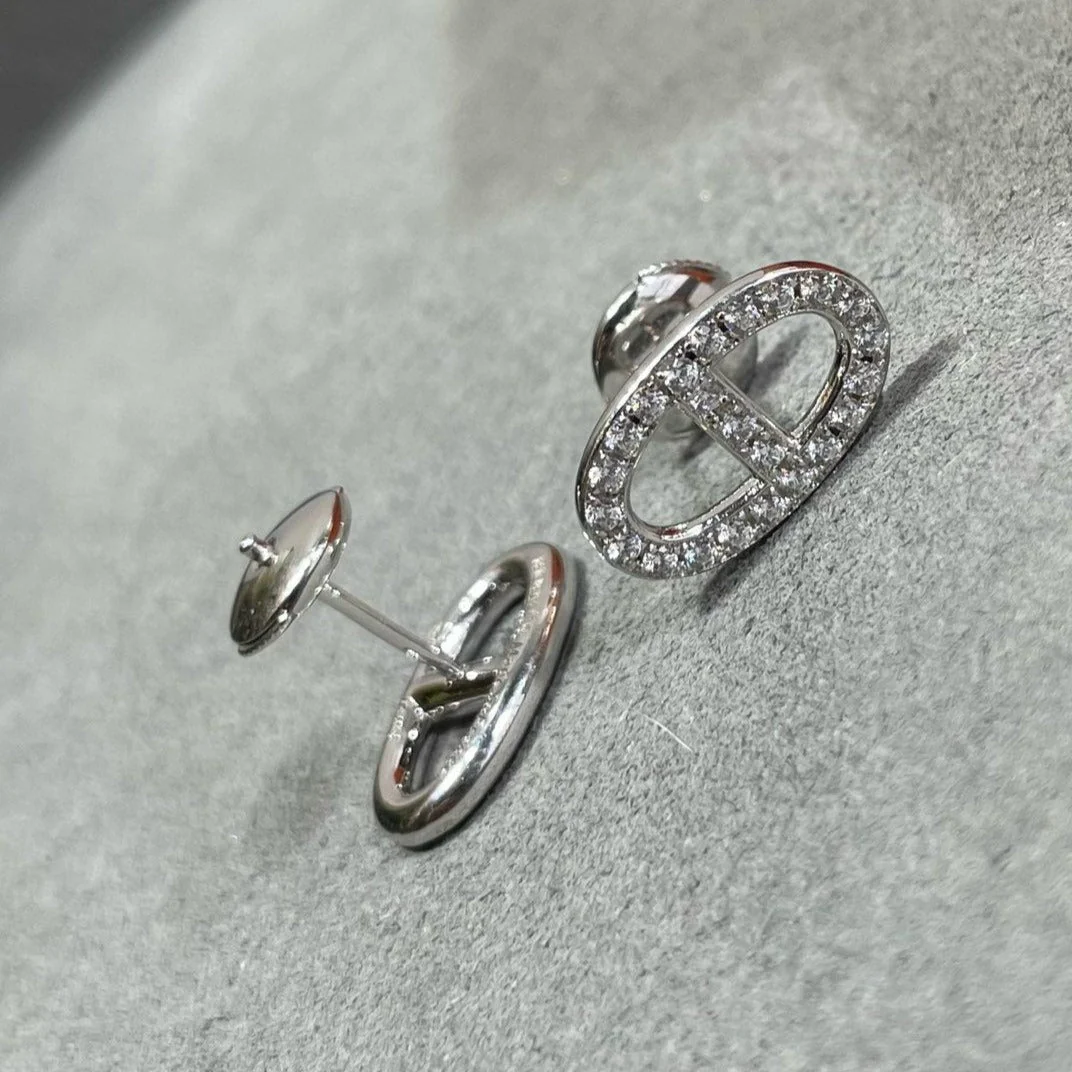 [Hermes]HM FULL DIAMOND PIG NOSE STUD EARRINGS