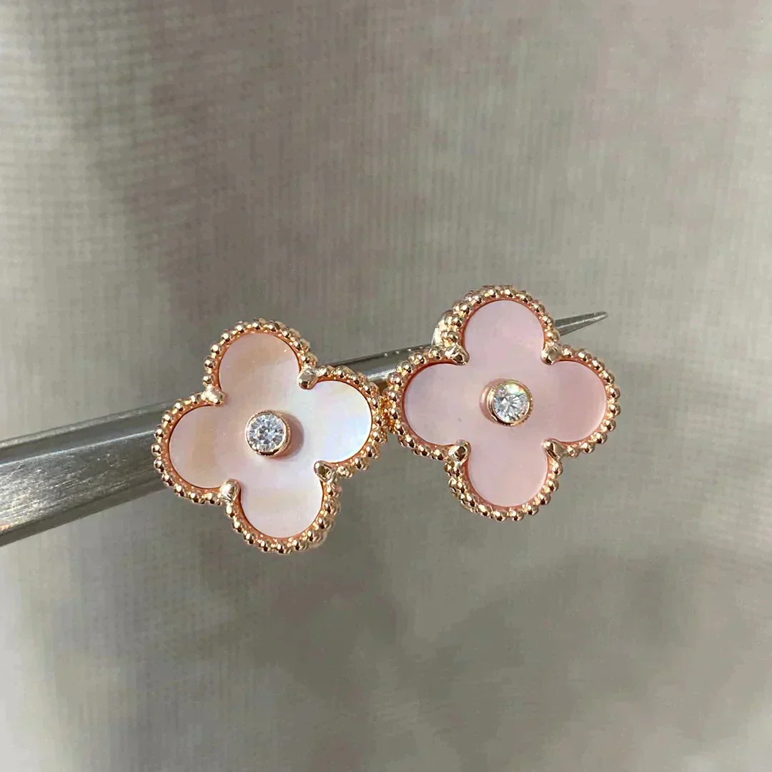 [Van Cleef & Arpels] MEDIUM 1 MOTIFS  PINK MOP DIAMOND EARRINGS