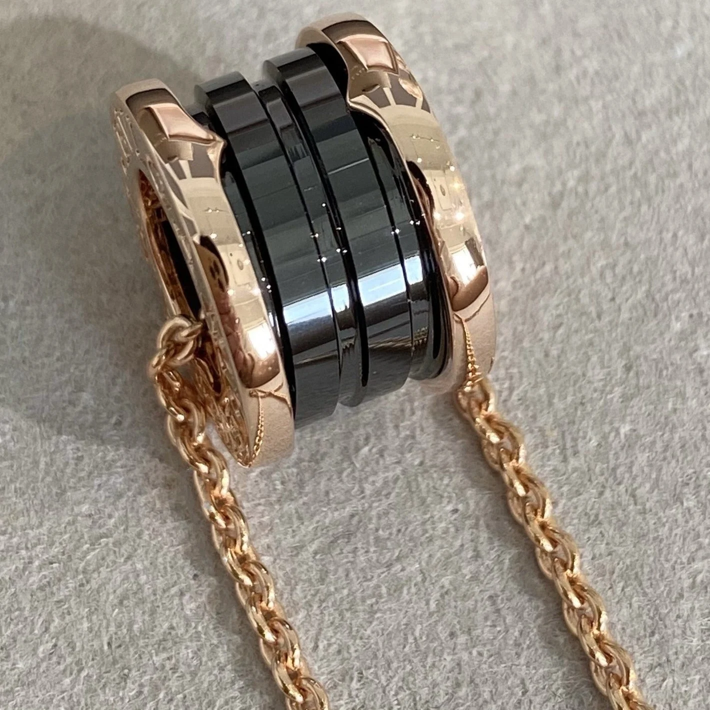 [Bulgari]ZERO 1 BLACK CERAMIC PINK GOLD NECKLACE