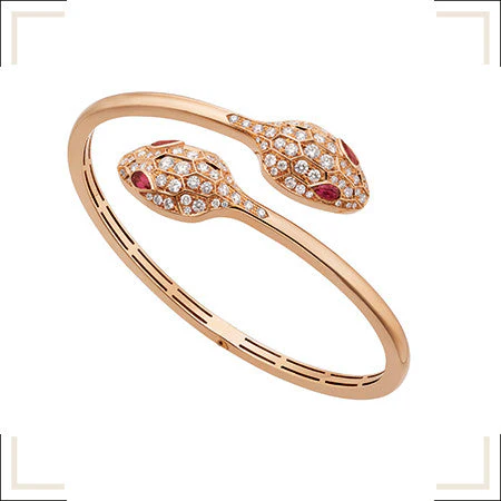 [Bulgari]SERPENTI BRACELET PINK GOLD DIAMOND DOUBLE SNAKE