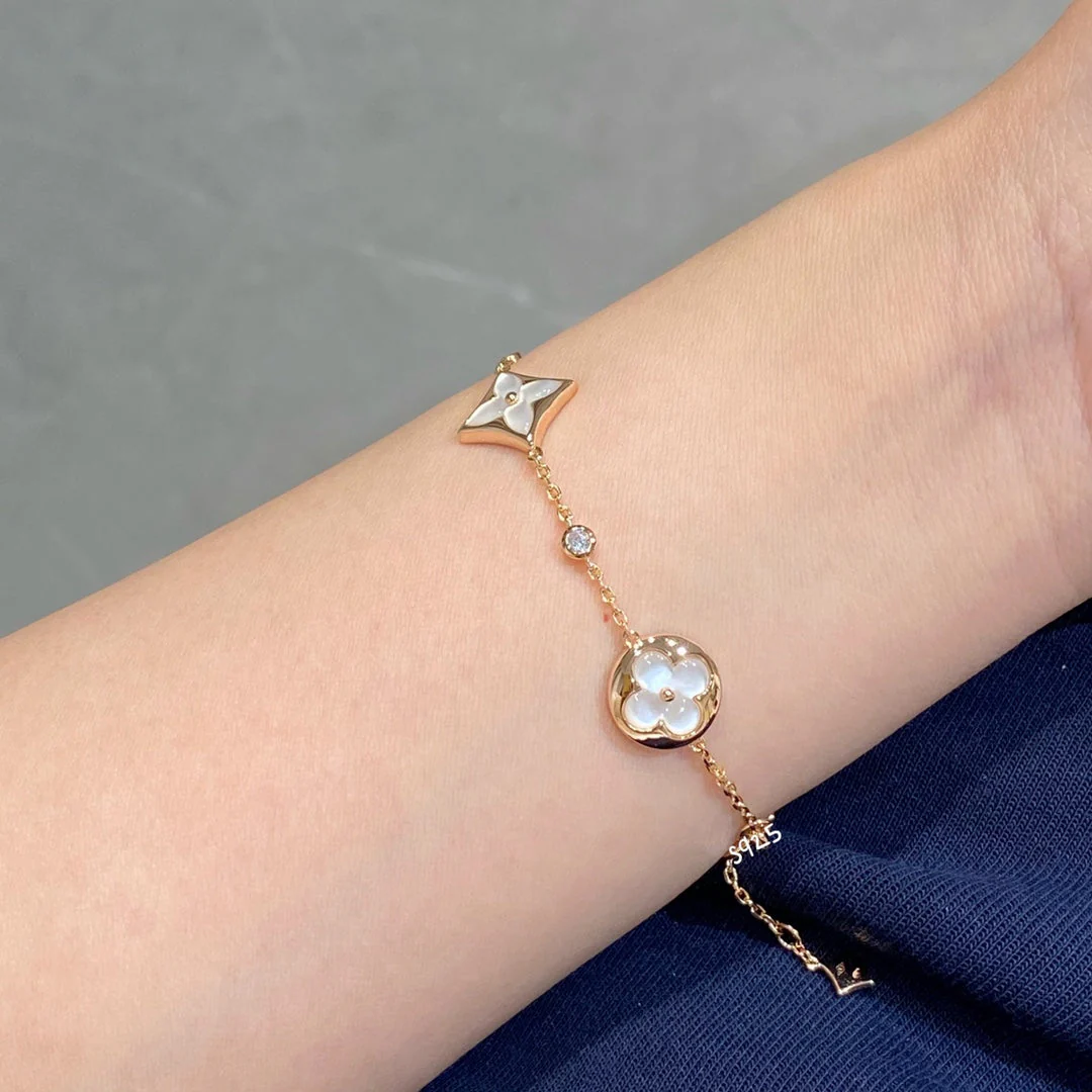 [Louis vuitton]STAR AND SUN 4 MOTIF WHITE MOP PINK GOLD BRACELET