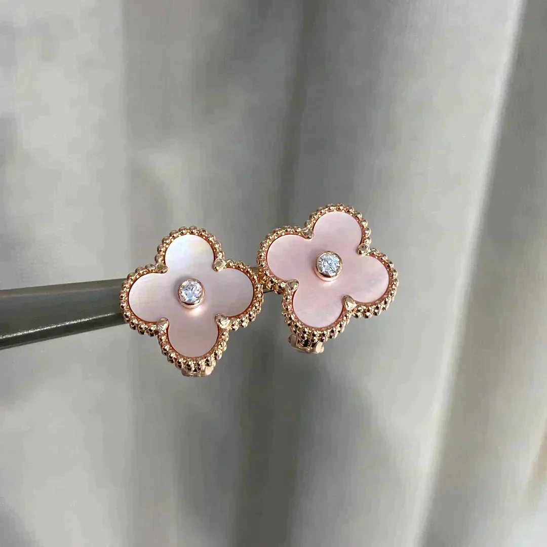 [Van Cleef & Arpels] MEDIUM 1 MOTIFS  PINK MOP DIAMOND EARRINGS