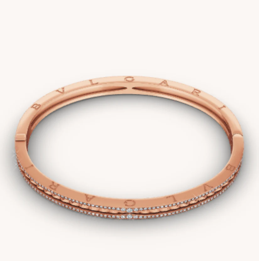 [Bulgari]ZERO 1 SPIRAL AND PAVED DIAMOND PINK GOLD BRACELET