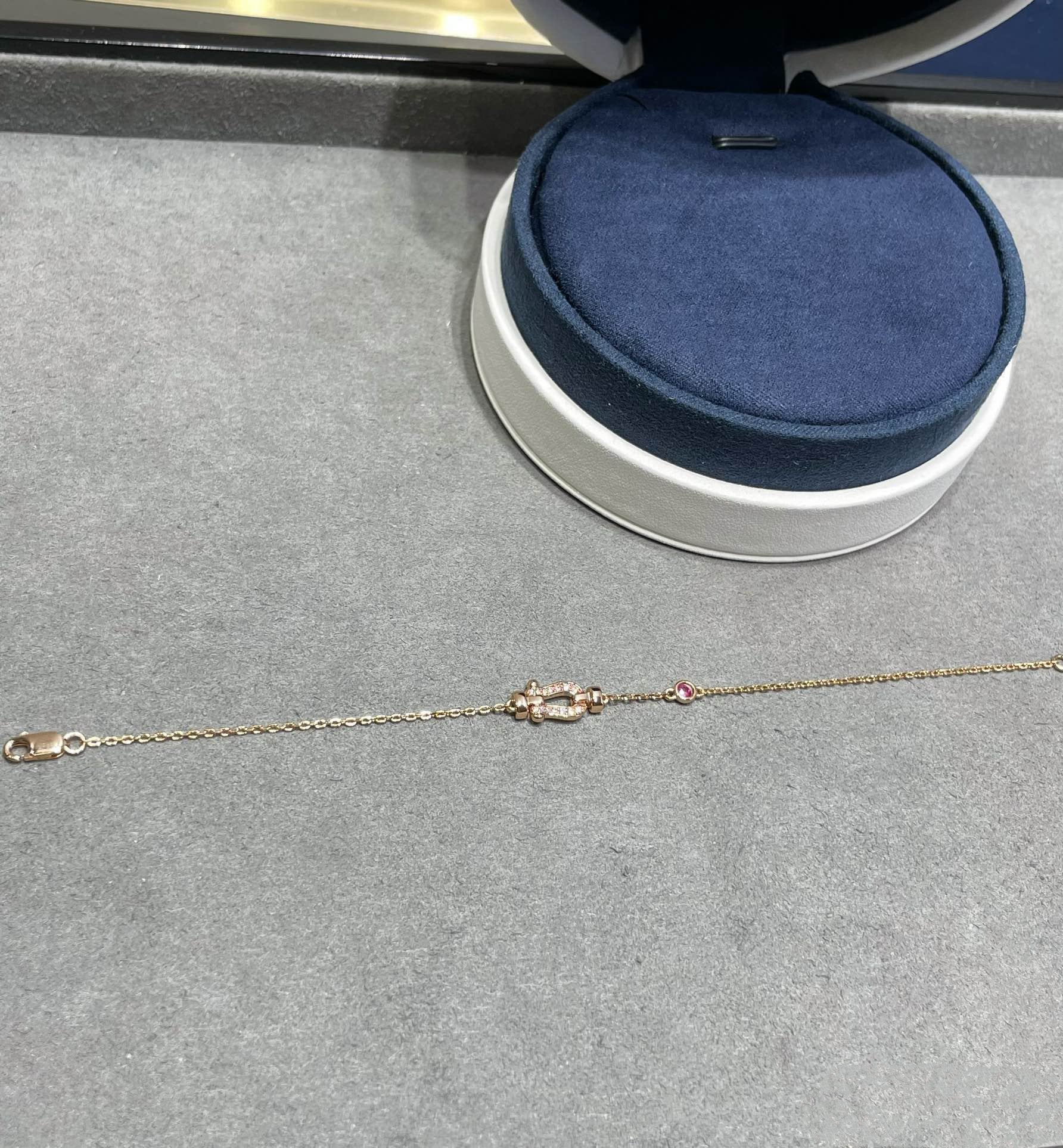 [Fred]FORCE 10 DIAMOND CHAIN LINK PINK GOLD BRACELET