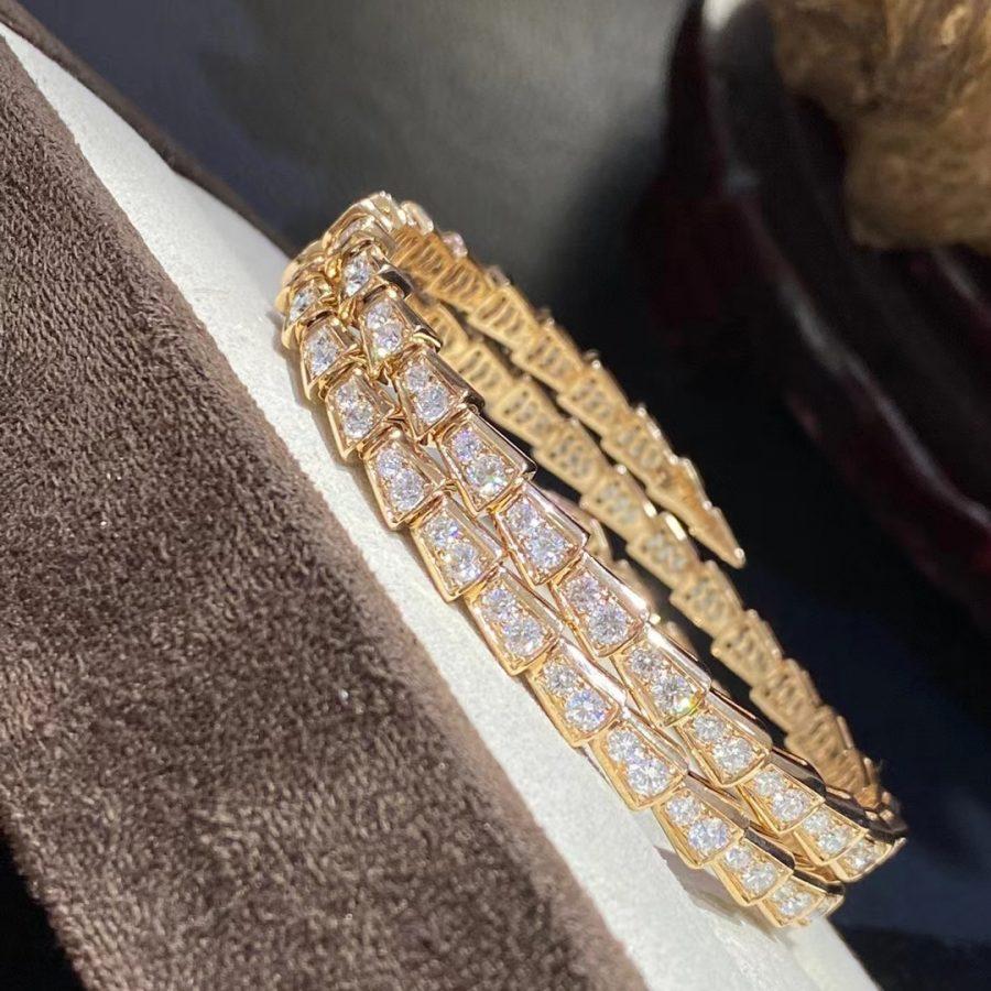 [Bulgari]SERPENTI BRACELET GOLD DIAMOND DOUBLE ROW