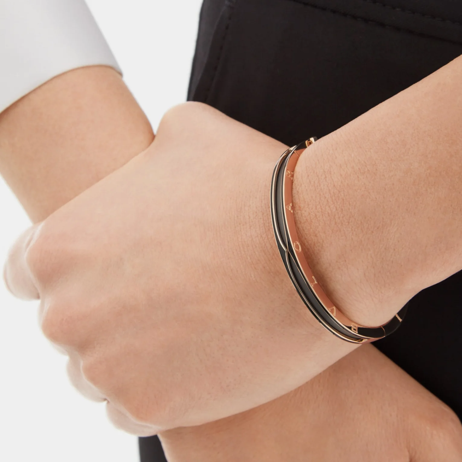 [Bulgari]ZERO 1 PINK GOLD WITH MATTE BLACK CERAMIC BRACELET