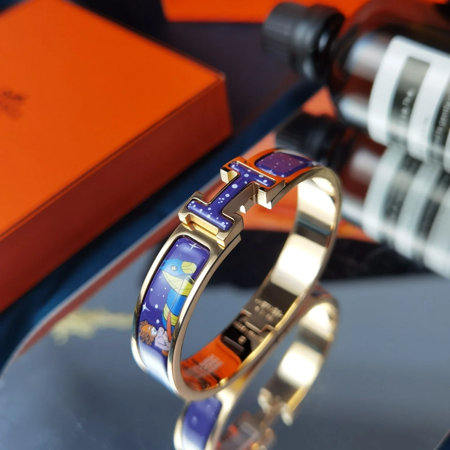 [Hermes]H STAR AND MOON BRACELET 12MM