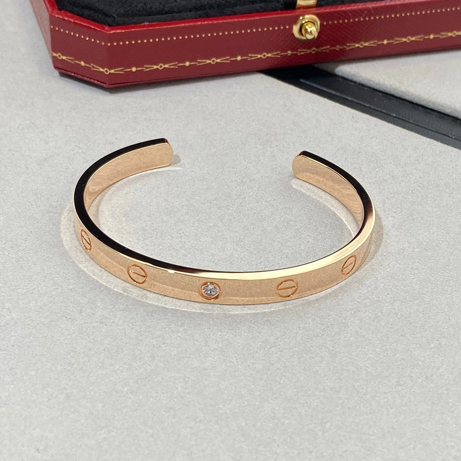 [Cartier]LOVE BRACELET 6.1MM 1 DIAMOND OPEN CUFF