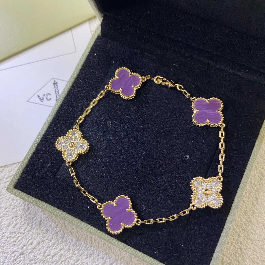 [Van Cleef & Arpels]  5 MOTIFS  PURPLE VIOLET DIAMOND BRACELET
