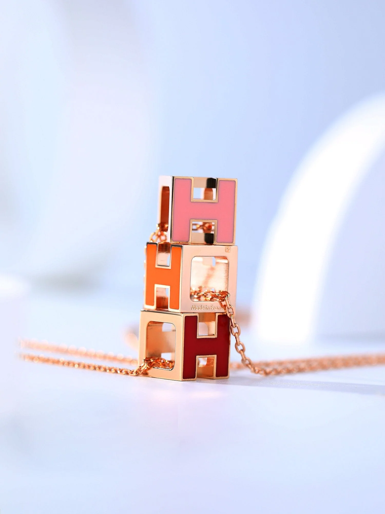 [Hermes]H CAGE PINK GOLD NECKLACE