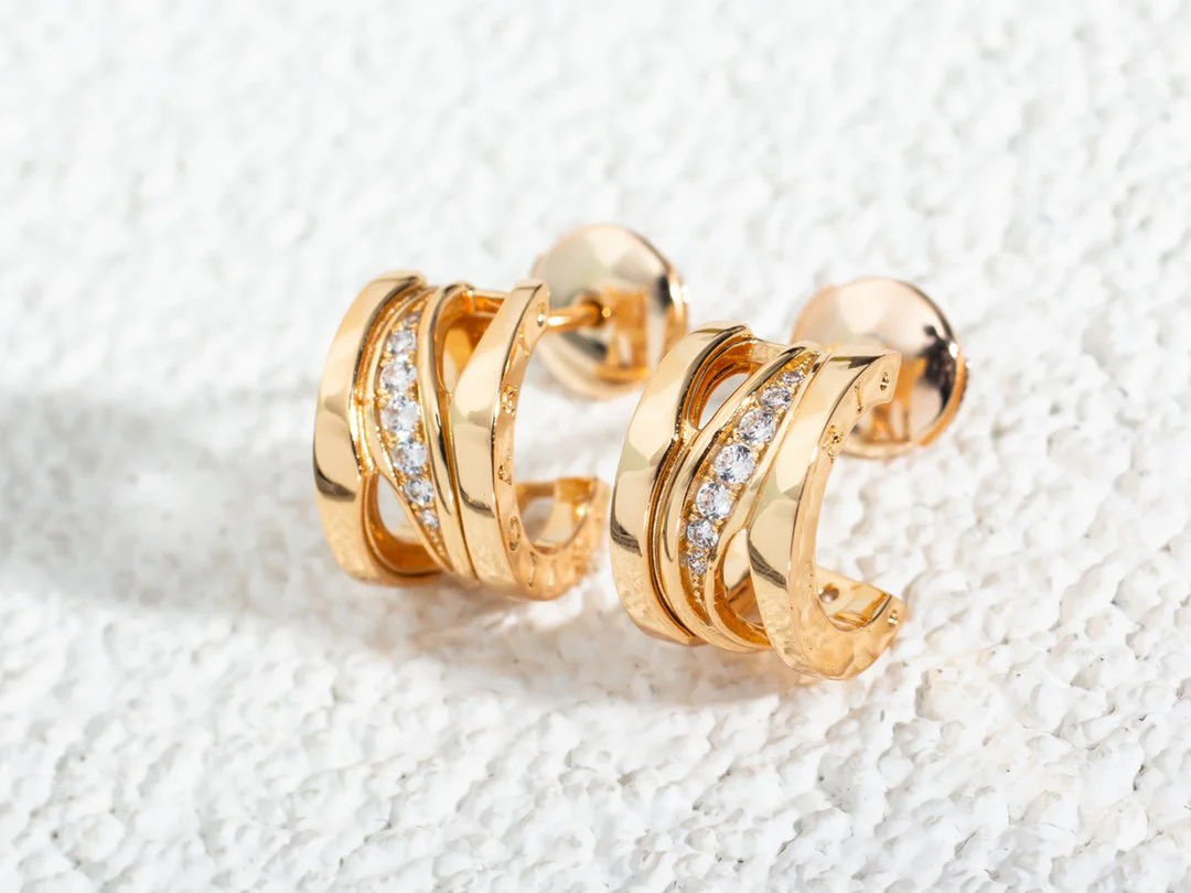 [Bulgari]ZERO 1 PINK GOLD DIAMONDS EARRINGS