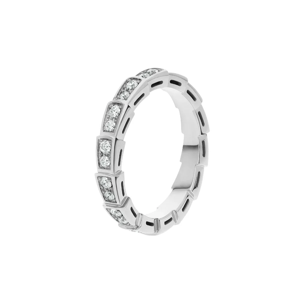 [Bulgari]SERPENTI RING SILVER DIAMOND PAVED 3MM