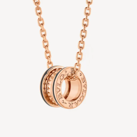 [Bulgari]ZERO 1 ROCK PEDANT PINK GOLD BLACK NECKLACE