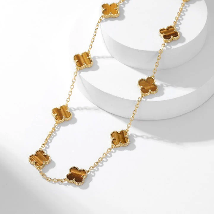 [Van Cleef & Arpels] 10 MOTIFS TIGER EYE NECKLACE