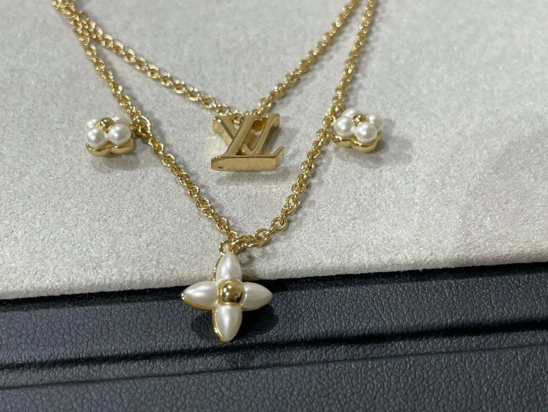 [Louis vuitton]FLOWERGRAM GOLD MOP DOUBLE ROW NECKLACE