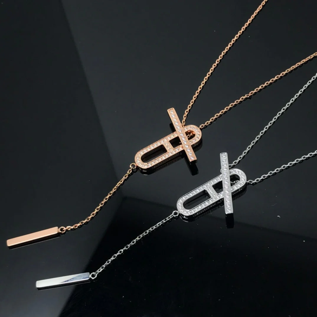 [Hermes]HM NECKLACE PLATINUM ROSE GOLD DIAMOND