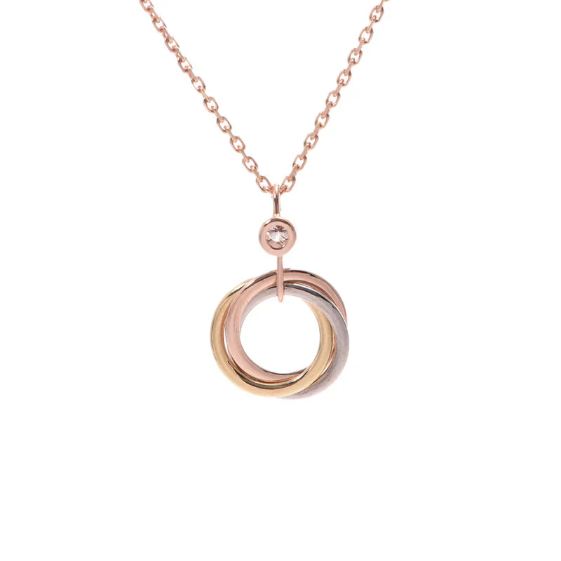 [Cartier]TRINITY SILVER GOLD PINK GOLD NECKLACE