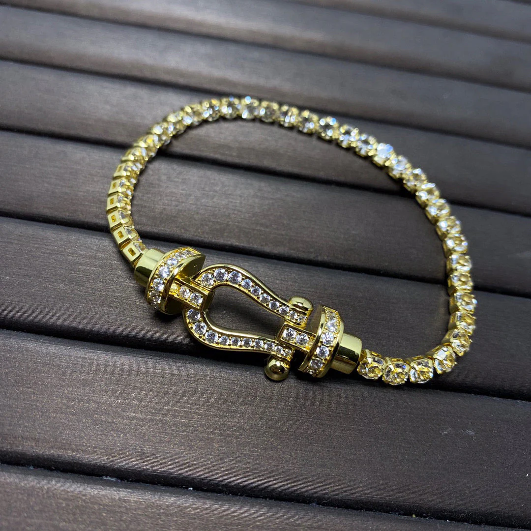 [Fred]FORCE  LARGE HORSESHOE FULL DIAMOND TENNIS BRACELET