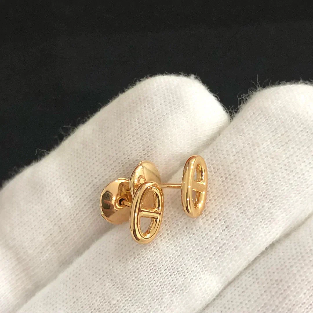 [Hermes]CHAINE SMALL EARRINGS GOLD AND SILVER