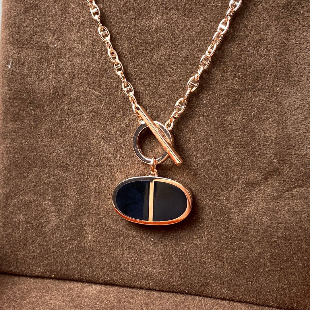 [Hermes]CHAINE VERSO BLACK CERAMIC NECKLACE