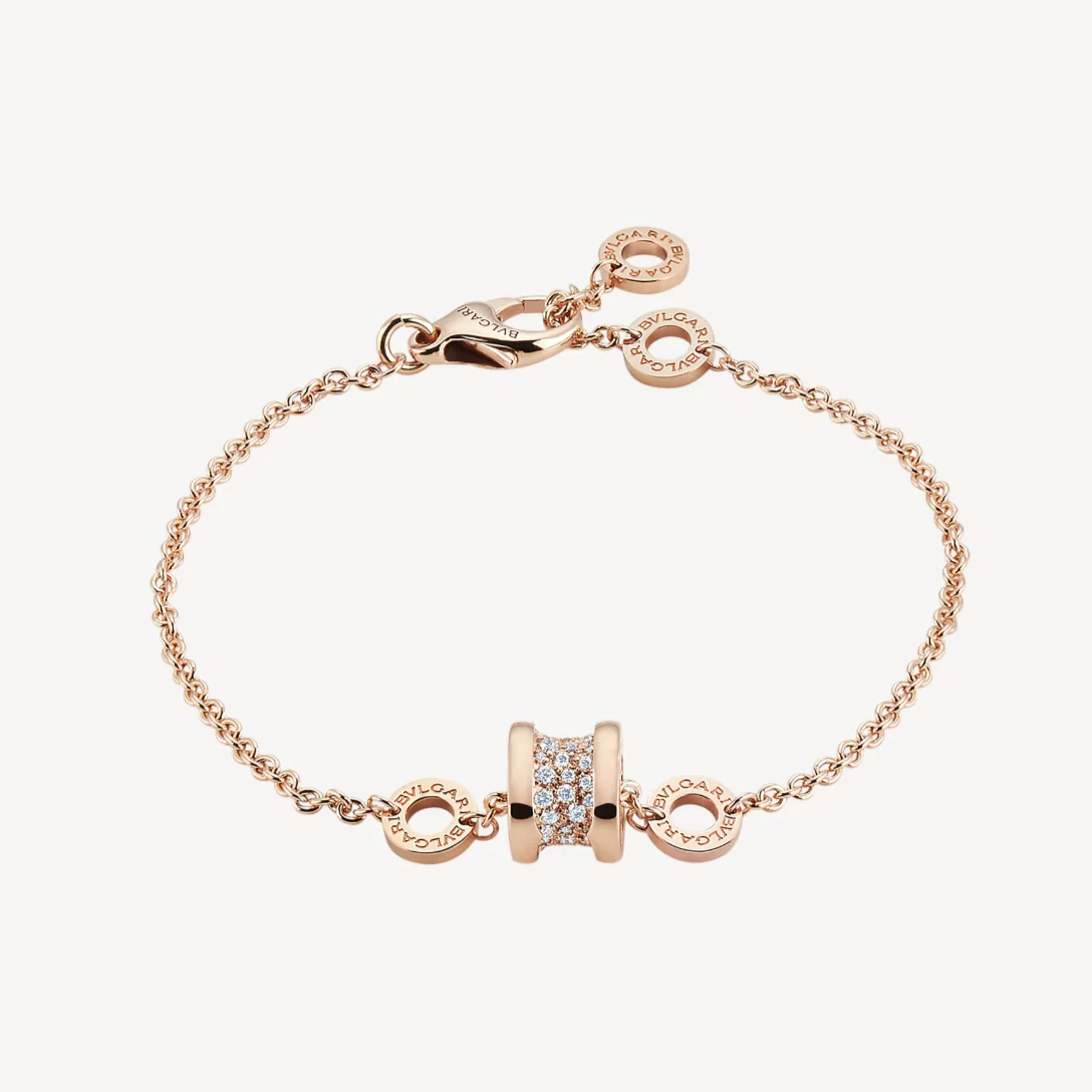 [Bulgari]ZERO 1 SOFT PINK GOLD WITH PAVED DIAMONDS ON THE SPIRAL BRACELET