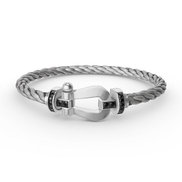 [Fred]FORCE LARGE HORSESHOE BLACK DIAMOND BRACELET SILVER