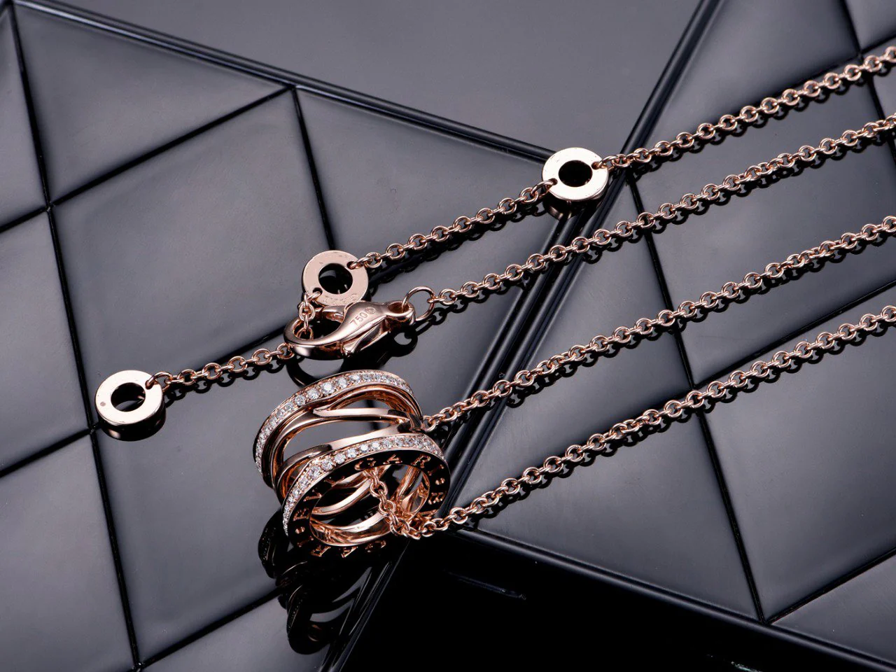 [Bulgari]ZERO 1 PINK GOLD DIAMOND OPEN NECKLACE