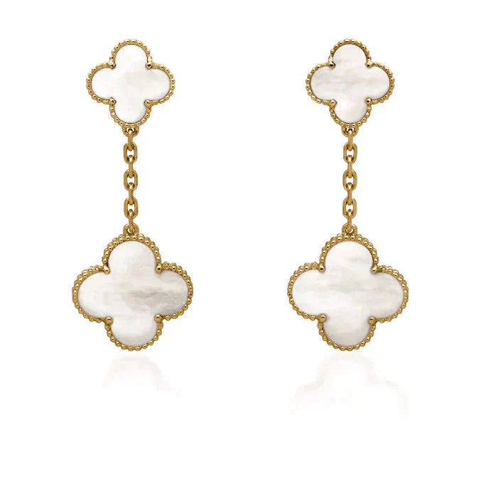 [Van Cleef & Arpels] 2 MOTIF WHITE MOP EARRINGS