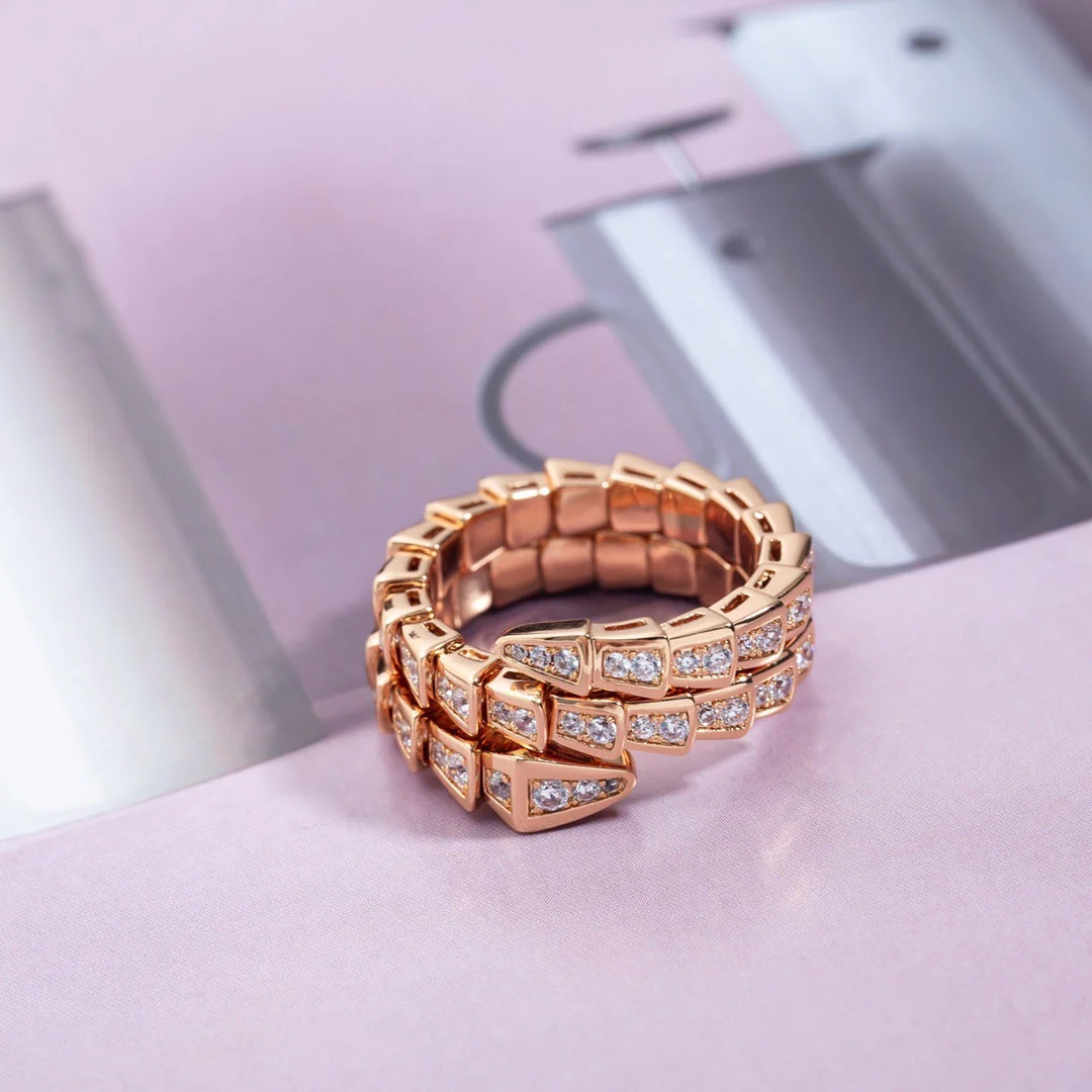 [Bulgari]SERPENTI RING PINK GOLD DIAMOND DOUBLE ROW