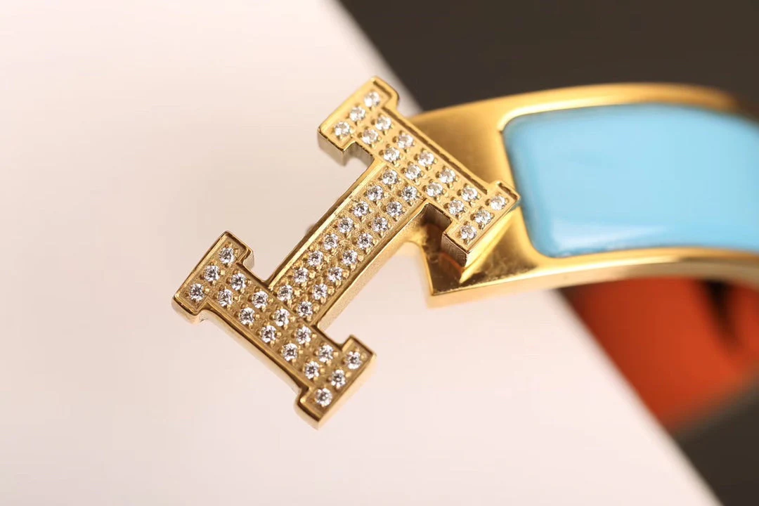 [Hermes]H CLOUD BLUE BRACELET GOLD DIAMOND