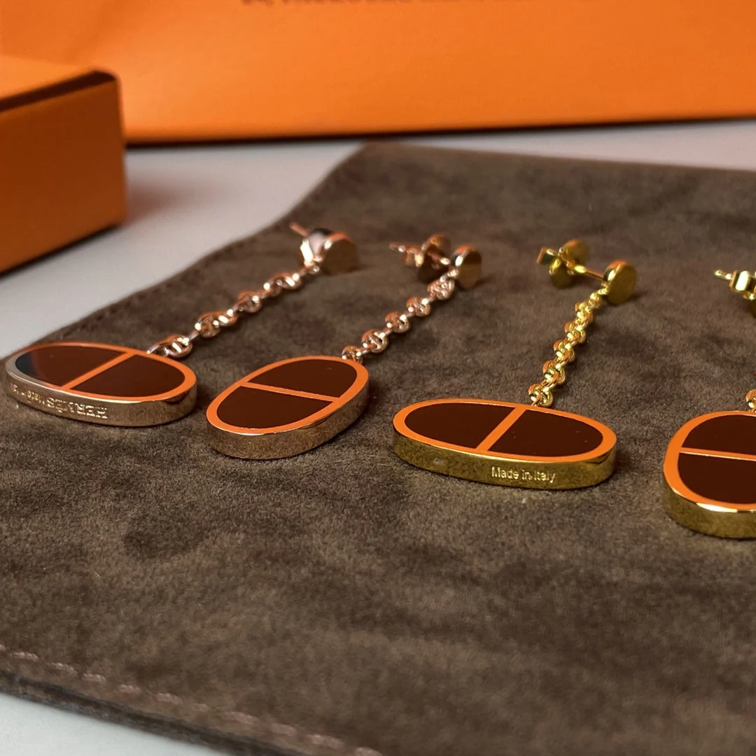 [Hermes]CHAINE VERSO BLACK CERAMIC EARRINGS