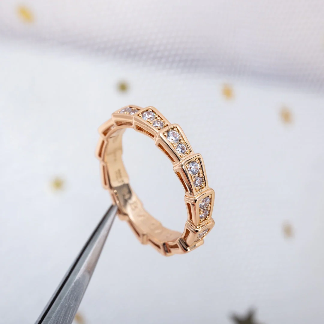 [Bulgari]SERPENTI RING PINK GOLD DIAMOND PAVED 3MM
