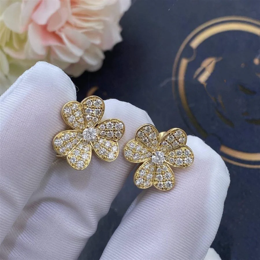 [Van Cleef & Arpels]FRIVOLE GOLD FLOWER DIAMOND EARRINGS
