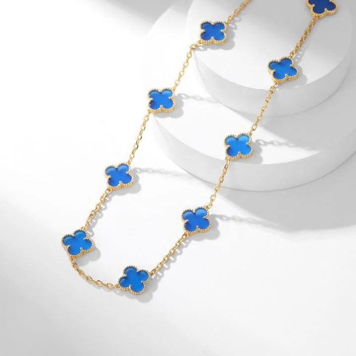 [Van Cleef & Arpels] 10 MOTIFS BLUE AGATE NECKLACE