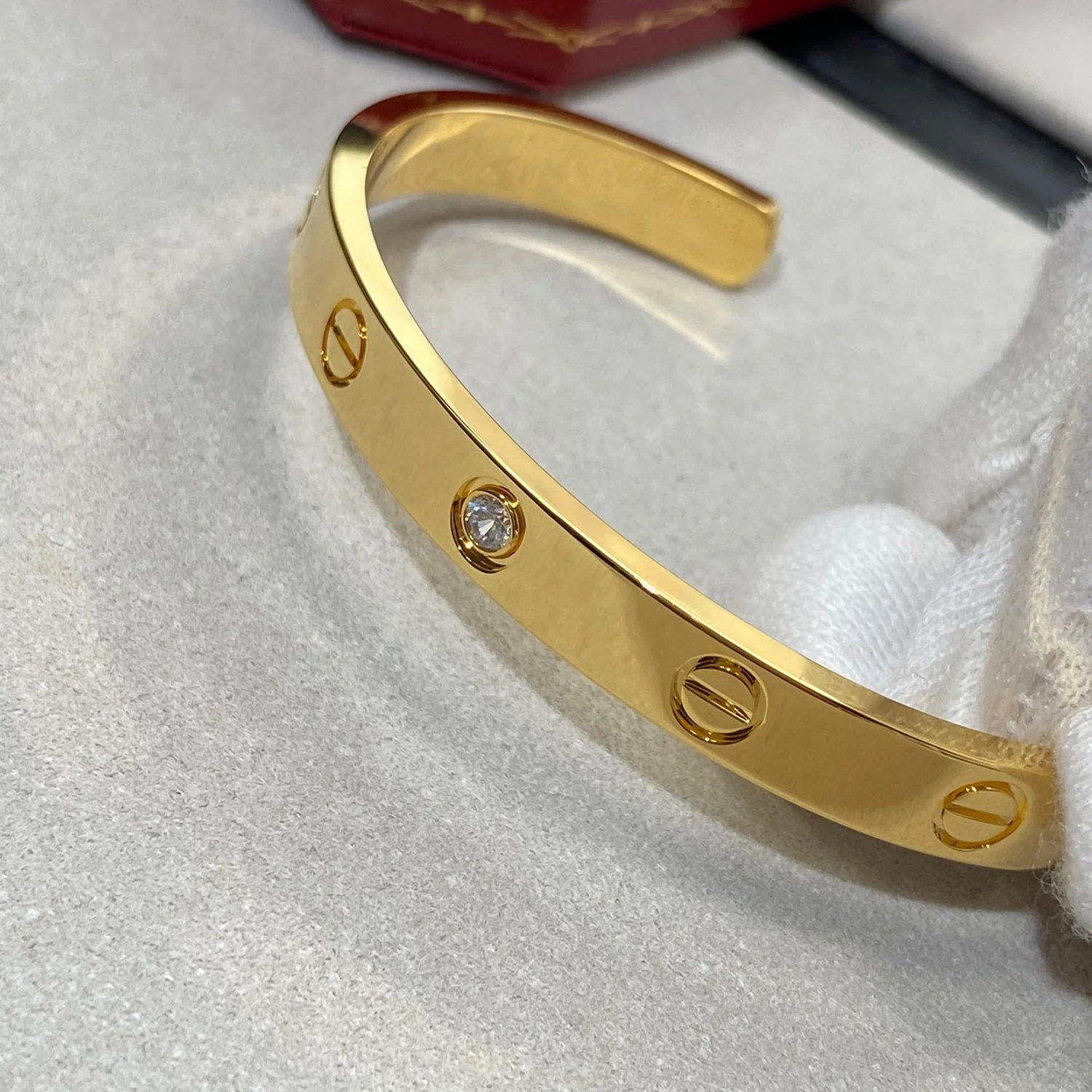 [Cartier]LOVE BRACELET 6.1MM 1 DIAMOND OPEN CUFF