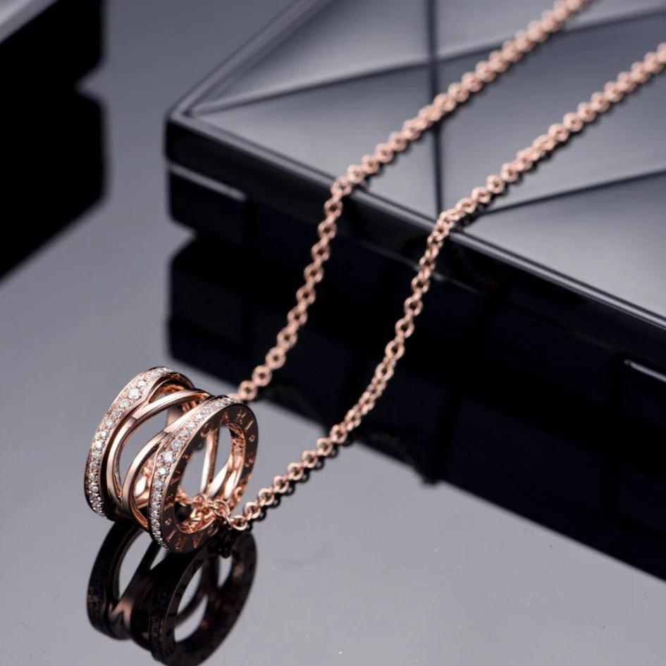 [Bulgari]ZERO 1 PINK GOLD DIAMOND OPEN NECKLACE