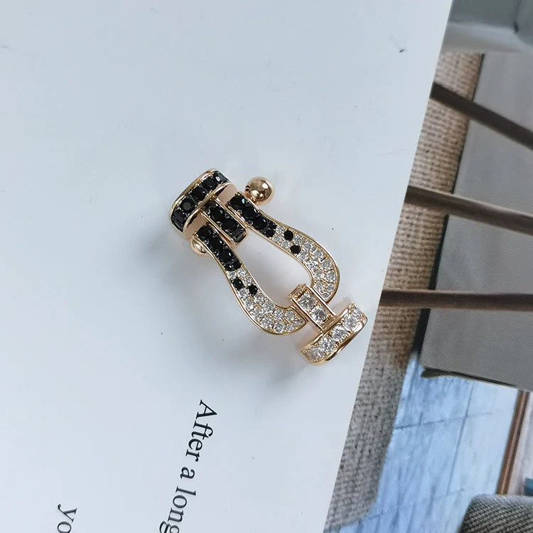 [Fred]FORCE LARGE HORSESHOE BLACK WHITE DIAMOND BRACELET SILVER